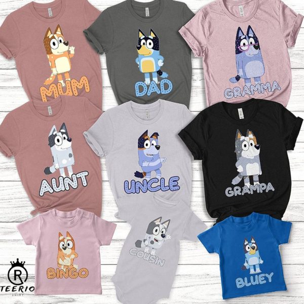 Personalized Bluey Matching Family Shirts