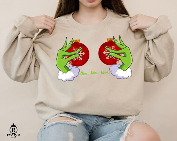 Funny Christmas Hand Is on the Breast Sweatshirt