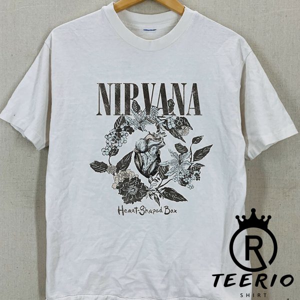 Nirvana Men’s Heart Shape Box Slim Fit T-Shirt White