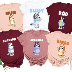 Personalized Bluey Matching Family T-Shirt,Custom Birthday Matching Shirt