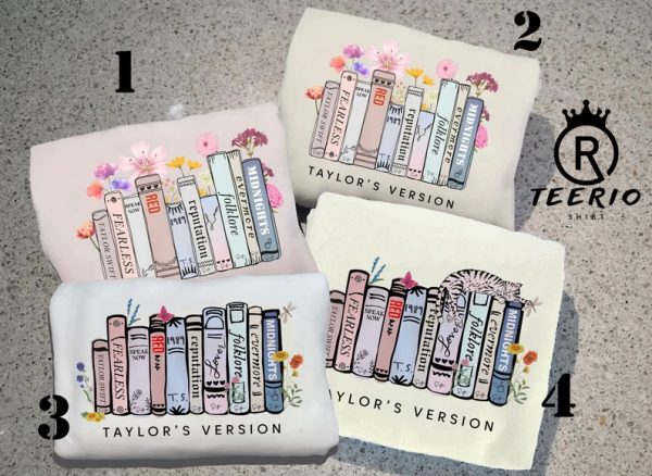 Taylor Swiftie Merch, Taylor’s Version Albums As Books Shirt, Midnight Album, Black And White Book Spines, TS Taylor TShirt Reading Shirt