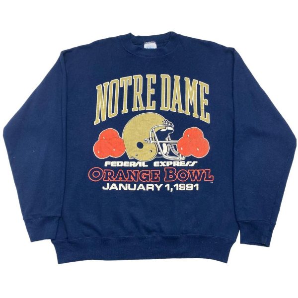 NOTRE DAMN ORANGE BOWL 1991 BIG LOGO SPELLOUT ROUNDNECK CREWNECK Sweatshirt