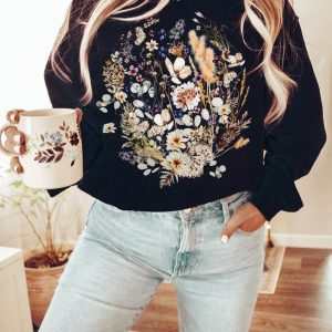 Vintage Pressed Flowers Sweatshirt