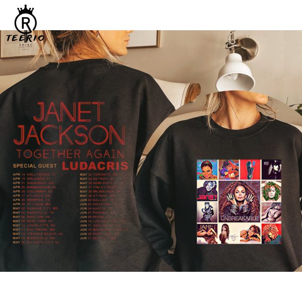 Janet Jackson Together Again Tour 2023 2 sided Shirt