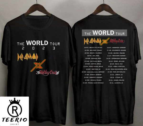 Def Leppard x Motley Crue World Tour 2023 Concert Tee Tour Dates T-shirt