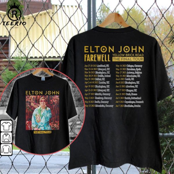 Elton John TOUR DATES 2023 World Tour Double Sided Shirt