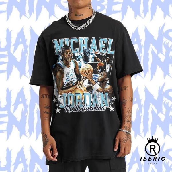 Michael Jordan UNC 90s Style Vintage Bootleg Tee graphic T shirt