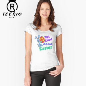 Excited About Easter Egg Pun With Easter Bunny Fitted Scoop T-Shirt