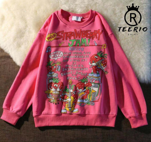 Japanese Printed Strawberry Jam Sweatshirt