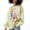 Flame pattern oversize long t-shirt