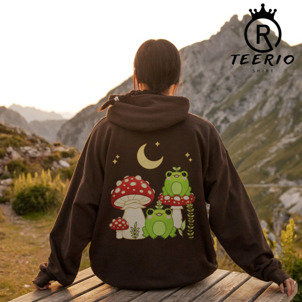 Cottagecore Mushroom Frog Hoodie