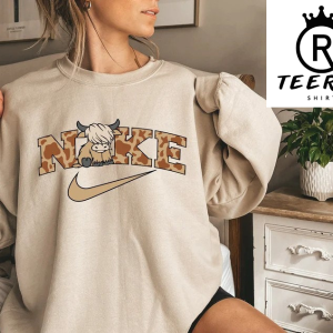 Vintage N1ke Inspired Cow Print Crewneck Sweatshirt