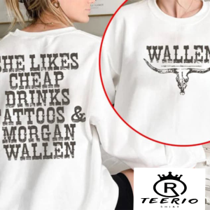 She Likes Cheap Drinks Tattoos And Wallen Western Shirt, Wallen Western T-Shirt, Cowboy Wallen Shirt, Cowboy Girl Sweatshirt- UNISEX T-SHIRT