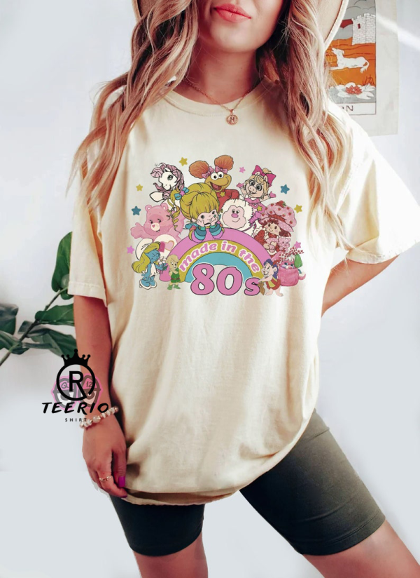 Cartoon Friends Nostalgia Shirt, 80s Cartoon Friends Shirt, Friends 08’s Cartoon Characters Rainbow Shirt, Care Bears And Strawberry Tee