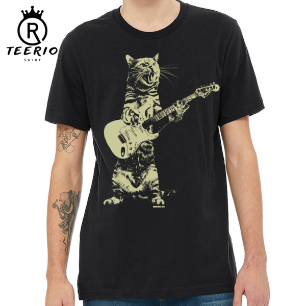 Cat playing guitar shirt