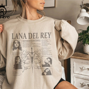 Vintage Happiness Is A Butterfly Sweatshirts, Lana Del Rey Cigarette Lipstick Merch, Norman Rockwell Album Shirts, Born To Die Tee Crewneck