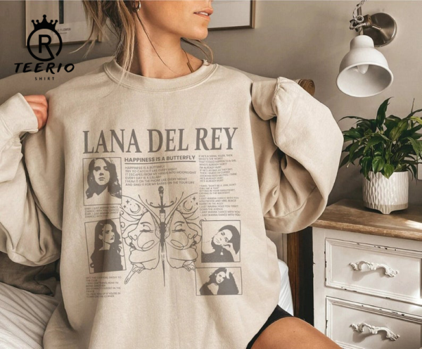 Vintage Happiness Is A Butterfly Sweatshirts, Lana Del Rey Cigarette Lipstick Merch, Norman Rockwell Album Shirts, Born To Die Tee Crewneck