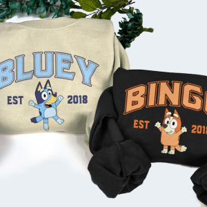 Bluey and Bingo Sweatshirt, Y2k Trending Sweatshirt, Crewneck Sweater, Valentine Gift, Bluey Shirt, Cartoon, Couple Shirt