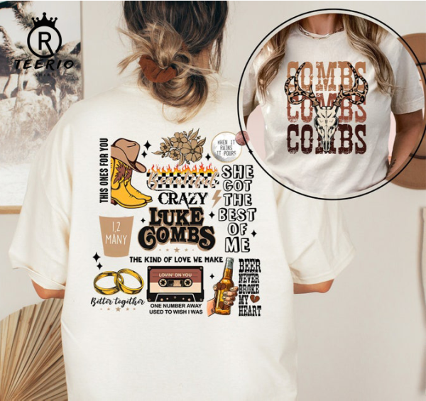 Combs Bullhead Shirt Two Side Print, Country Music Shirt, Luke Combs World Tour 2022, Cowboy Combs, Luke Combs Fan, Cowgirl Tee