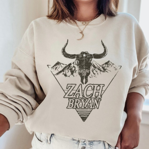 Zach Bryan Vintage Co Bull Horns Distressed, Country Music Sweatshirt, American Heartbreak Tour, Burn Burn Burn Tour