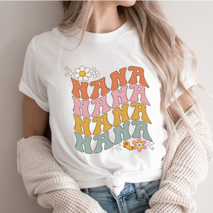 Groovy NANA Shirt, Auntie Tee, Retro Nonna-shirt, Gift for New Mama, Hippie Groovy, Mama Gift, Floral Aunt Tee, Family Groovy Shirts Hippie