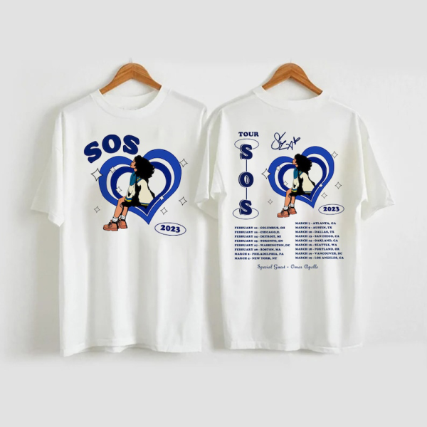 Vintage SZA SOS Shirt, SZA Tour 2023 Shirt, Sza Merch, S.O.S Album Shirt, 2 Sided S.Z.A Shirt, Vintage S.Z.A Full Tracklist Shirt