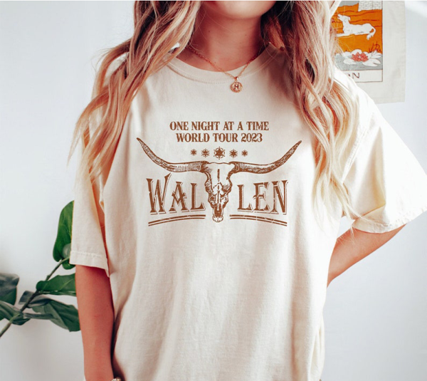 Morgan Wallen World Tour 2023 One Night At A Time Comfort Colors Shirt, Country Music Shirt, Concert shirt, Bull Skull shirt, Wild West