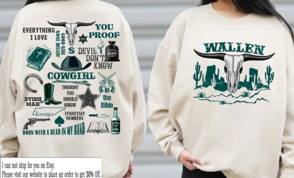 Vintage Wallen Western Sweatshirt, Cowboy Wallen Shirt, Retro Wallen Shirt, Cowgirl Sweatshirt, Country Music Shirt, Country Western Shirt