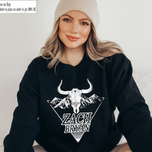 Zach Bryan Vintage Co Bull Horns Distressed, Country Music Sweatshirt, American Heartbreak Tour, Burn Burn Burn Tour