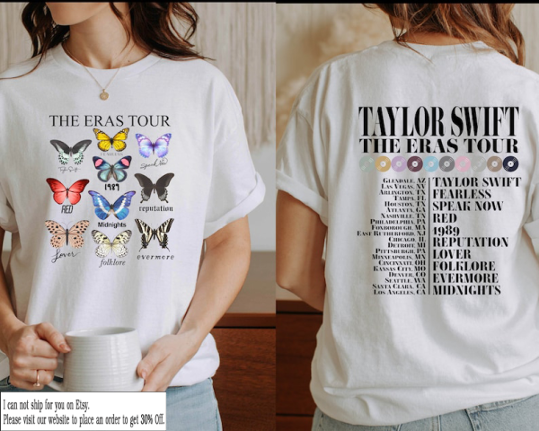 The Eras Tour 2023 Shirt, The Eras Tour Butterfly Tshirt, The Tour Merch Shirt, Taylor’s Version T-Shirt, Swiftie Merch, 10 Butterfly Shirt