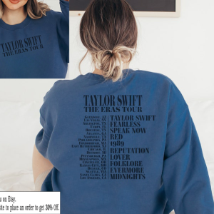 Taylor Swift Two Sided Sweatshirt , Eras Tour, Taylor Swift Merch, Taylor Swift Album Shirt,Midnights Concert, Taylor Swiftie Merch