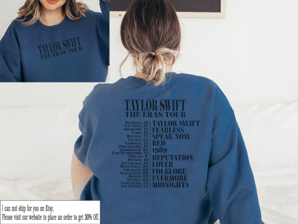 Taylor Swift Two Sided Sweatshirt , Eras Tour, Taylor Swift Merch, Taylor Swift Album Shirt,Midnights Concert, Taylor Swiftie Merch