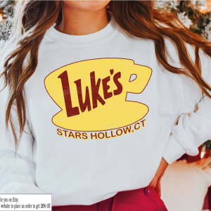 Luke’s Diner Stars Hollow Sweatshirt and Hoodie, Retro Text Luke’s Diner Sweatshirt, Vintage Style Stars Hollow Hoodie