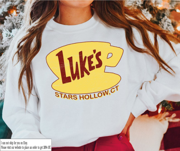 Luke’s Diner Stars Hollow Sweatshirt and Hoodie, Retro Text Luke’s Diner Sweatshirt, Vintage Style Stars Hollow Hoodie