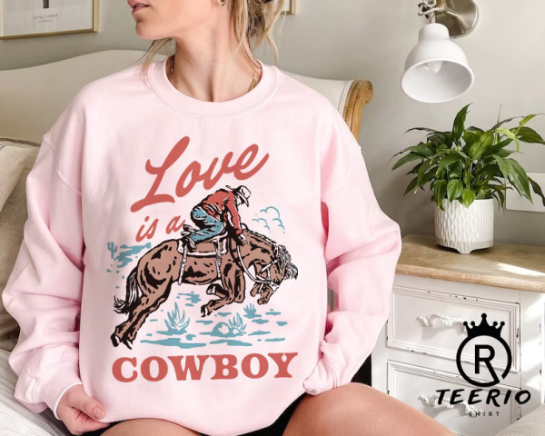 Kelsea Heart Love is A Cowboy Vintage White Tee Shirt