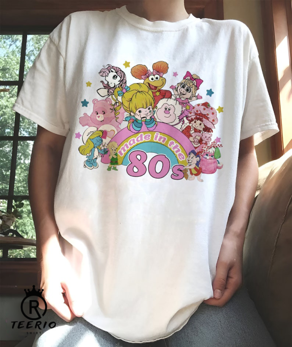 Cartoon Friends Nostalgia Shirt, 80s Cartoon Friends Shirt, Friends 08’s Cartoon Characters Rainbow Shirt, Care Bears And Strawberry Tee