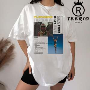 Miley Cyrus Flowers Album tracklist TShirt, I Can Buy Myself Flowers Miley Cyrus Embroidered Lyric T-Shirt