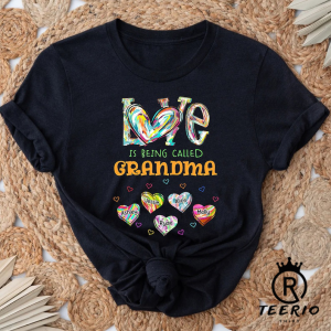 Personalized Grandma Shirt, Colorful Pattern Love Is Being Call Grandma Cute Heart Kids Shirt, Custom Grandkids NamesT-Shirt