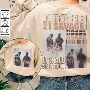 Drake It’s All A Blur – Her Loss Shirt V3, 21 Savage Vintage Sweatshirt, Drake Vintage 90s Retro Graphic Tee Rap Tour Unisex 2 Sided Hoodie tshirt