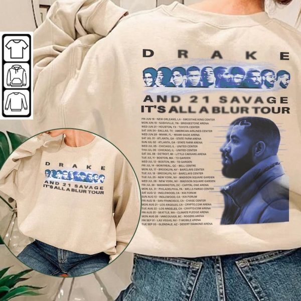 Drake It’s All A Blur Tour 2023 Shirt V3, 21 Savage Vintage Sweatshirt, Drake Vintage 90s Retro Graphic Tee Rap Tour tshirt