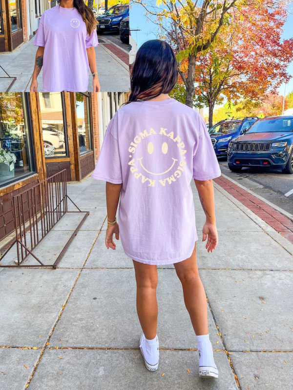 Sigma Kappa Smile Sorority Comfy T-Shirt | Trendy College Greek Custom Oversized Sorority Shirt Gift | Big Little Sorority tShirt