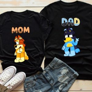 Bandit And Chilli T-shirt, Bluey Family Shirt, Cartoon T-shirt, Custom Family Shirts, Bluey And Bingo, Bluey Dad Shirt, Bingo Mom T-shirt