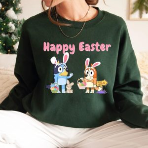 Bluey Easter Shirt, Bluey and Bingo Shirt, Bluey Bunny Shirt, Bluey Happy Easter Shirt, Heeler Family T-shirt, Cartoon Shirt, Bluey Gift T-shirt