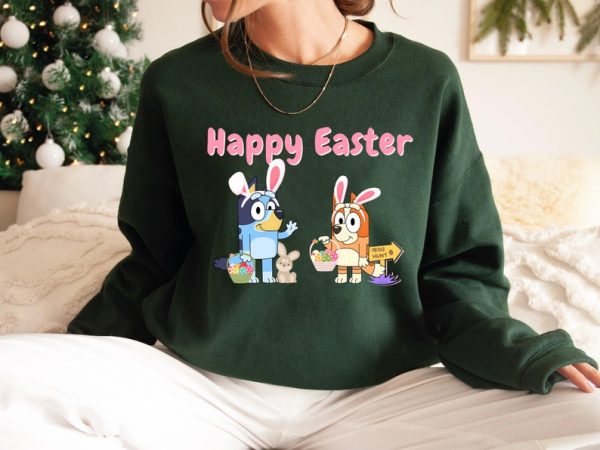 Bluey Easter Shirt, Bluey and Bingo Shirt, Bluey Bunny Shirt, Bluey Happy Easter Shirt, Heeler Family T-shirt, Cartoon Shirt, Bluey Gift T-shirt