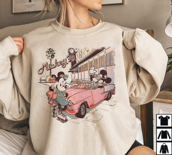 Vintage Mickey Cafe 50s T-shirt, Family Walt DisneyWorld Shirt, Retro Disney Trip Shirt, Disneyland Sweatshirt, Mickey And friends tshirt