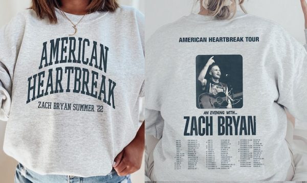 Zach Bryan American Heartbreak Tour Front & Back, Country Music Sweatshirt, American Heartbreak Tour, Burn Burn Burn Tour