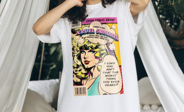 cruel summer vintage comic taylor swift lover t-shirt, the eras tour 2023 merch, gift for swifties T Shirt