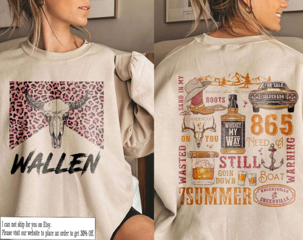 Vintage Wallen Western Sweatshirt, Wallen Sweatshirt, Cowgir Tshirt, Music Sweatshirt, Fan Western Wallen, Gifr For Fan Shirt