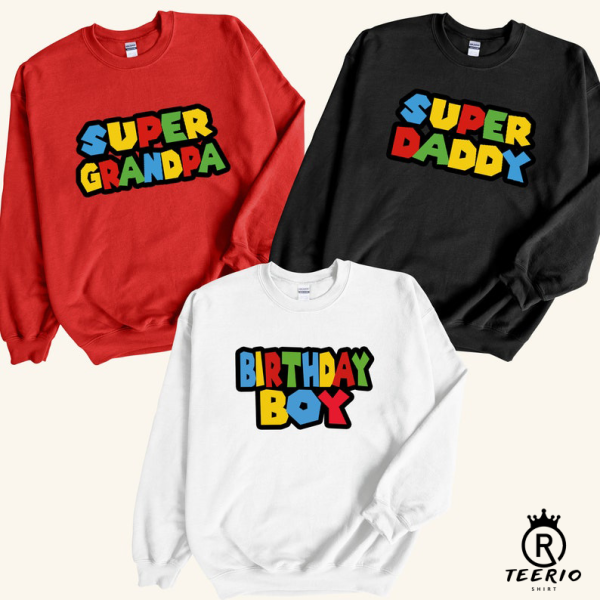 Custom Super Mario Font Birthday Sweatshirt