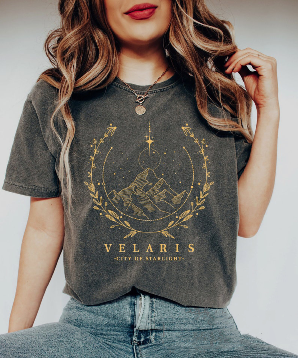 Comfort Colors® Original Design – SJM merch Gold print Velaris t-shirt, The Night Court t-shirt, SJM merch, A court of Thorns and ROSES